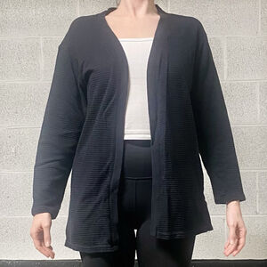 Vintage Northern Reflections Ribbed Open Front Cardigan with Pockets